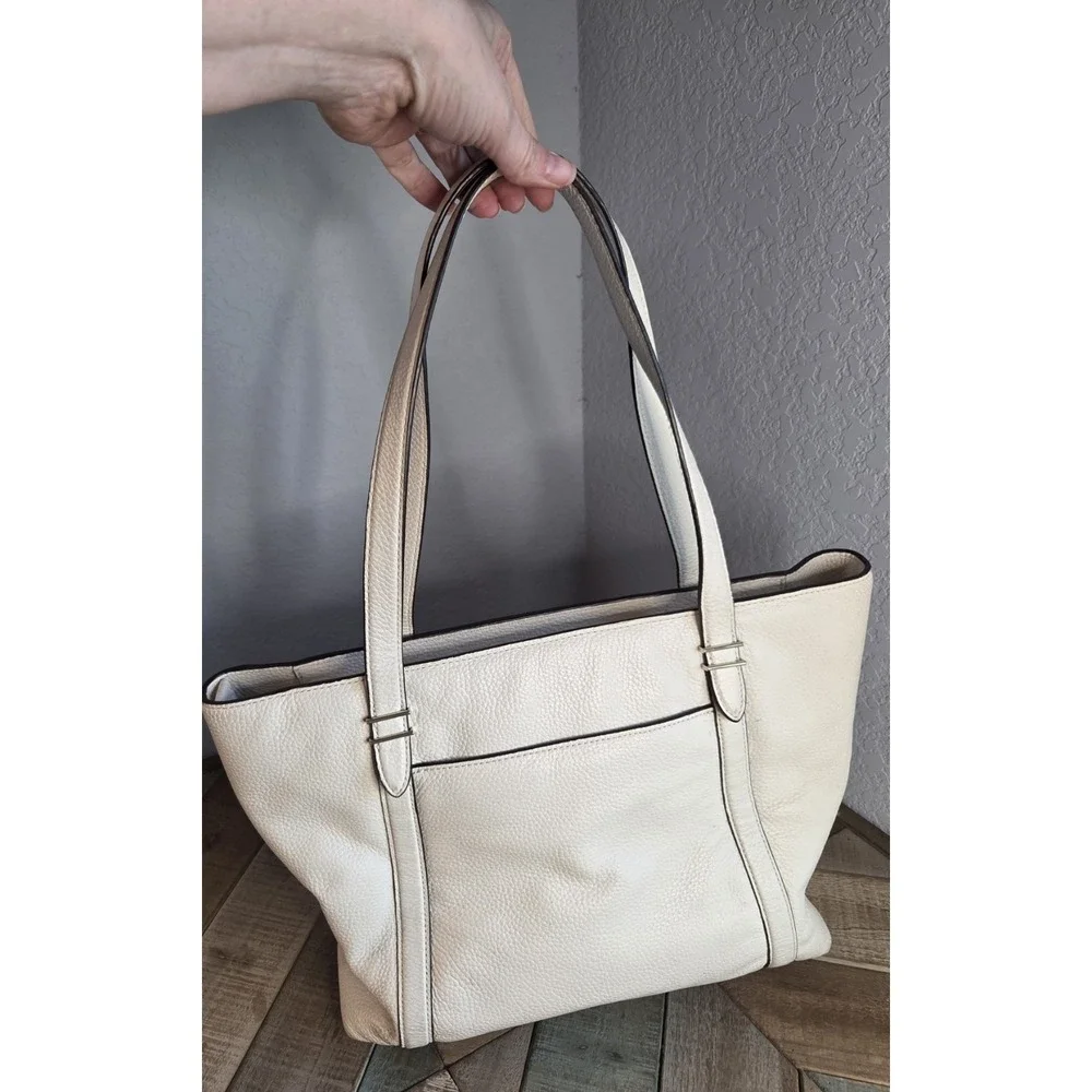 Kate Spade Oakwood Street Chandra Soft‎ Ivory White Pebbled Leather Tote Handbag